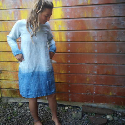 ‘feel At Ease’ Linen Dress – Dyed With Organic Indigo