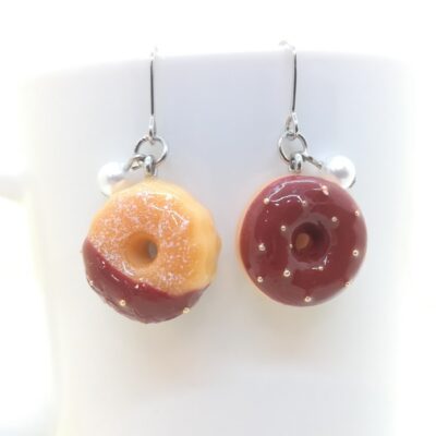 Chocolate Donuts + Gold Sugar _ Sweets Earrings