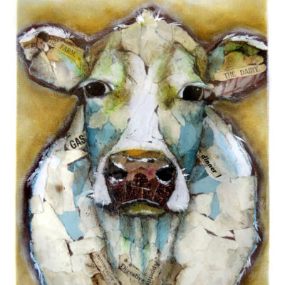 Affordable Mixed Media Art Print (White Cow)