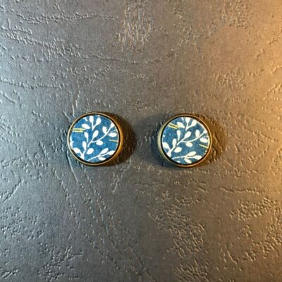 Stud Earrings(navy And Silver Patterns)