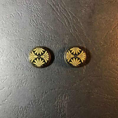 Stud Earrings(black And Gold Patterns)