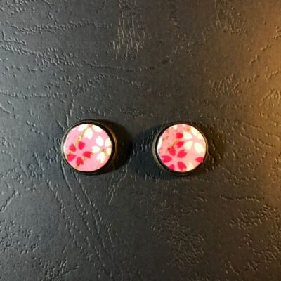 Stud Earrings(pink Flower Patterns)