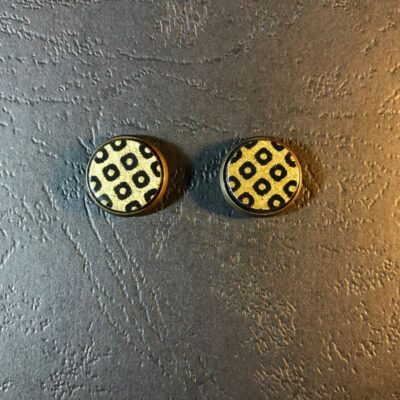 Stud Earrings(traditional Black And Gold Dot Patterns)